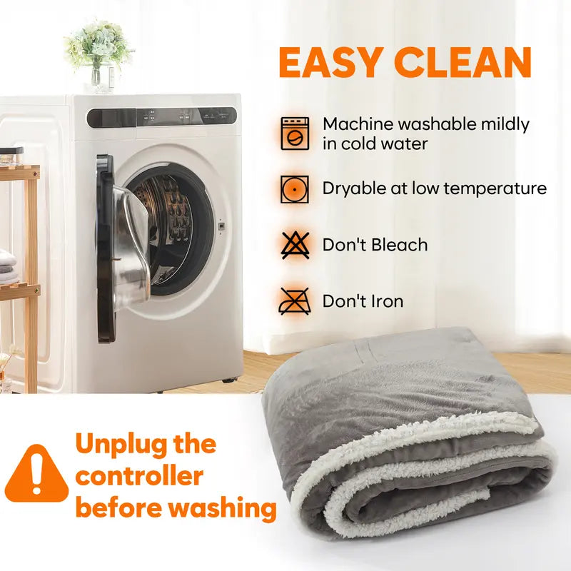 Wearable Electric Heated Blanket with Sleeves, Hood & Foot Pockets – Full-Body Warmth Anywhere