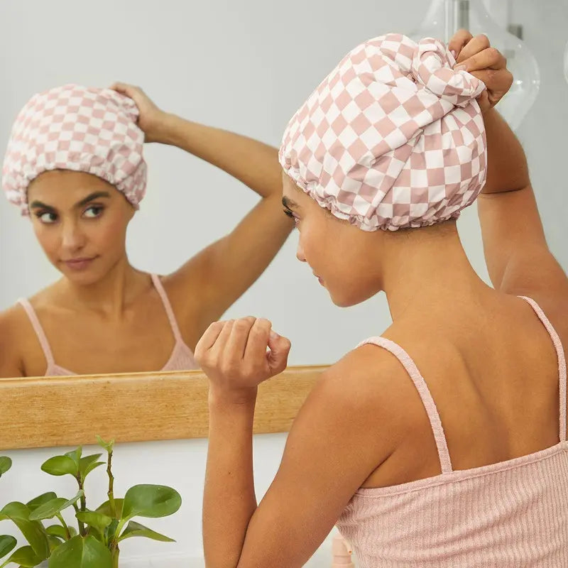Luxury Satin-Lined Waterproof Shower Cap