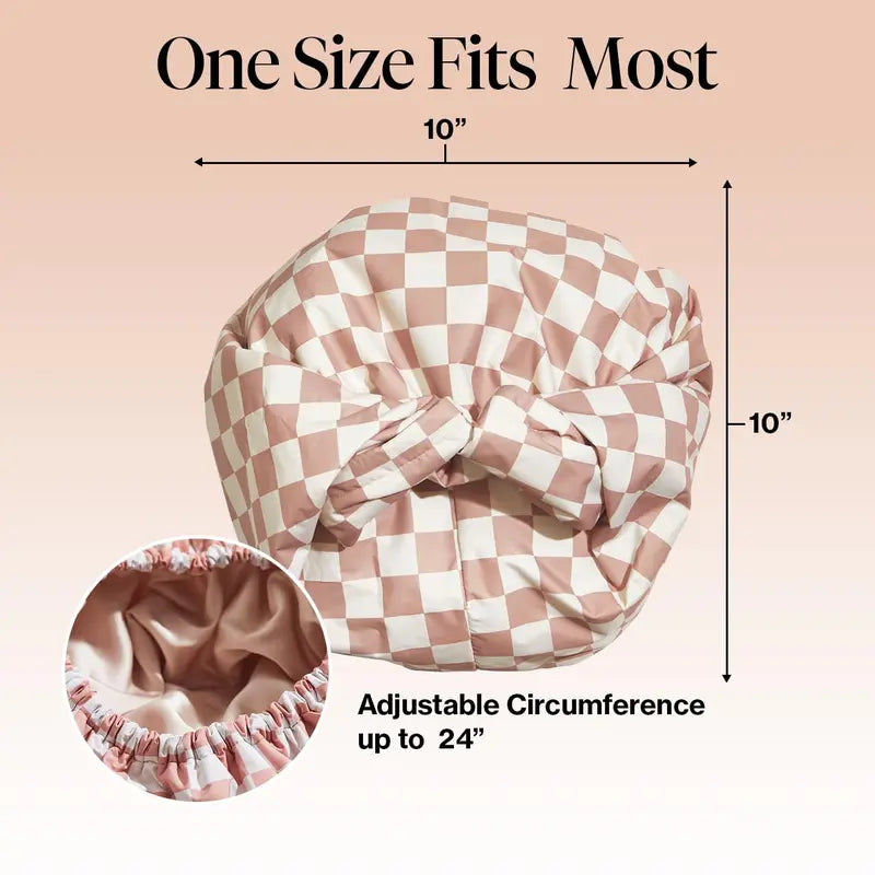Luxury Satin-Lined Waterproof Shower Cap