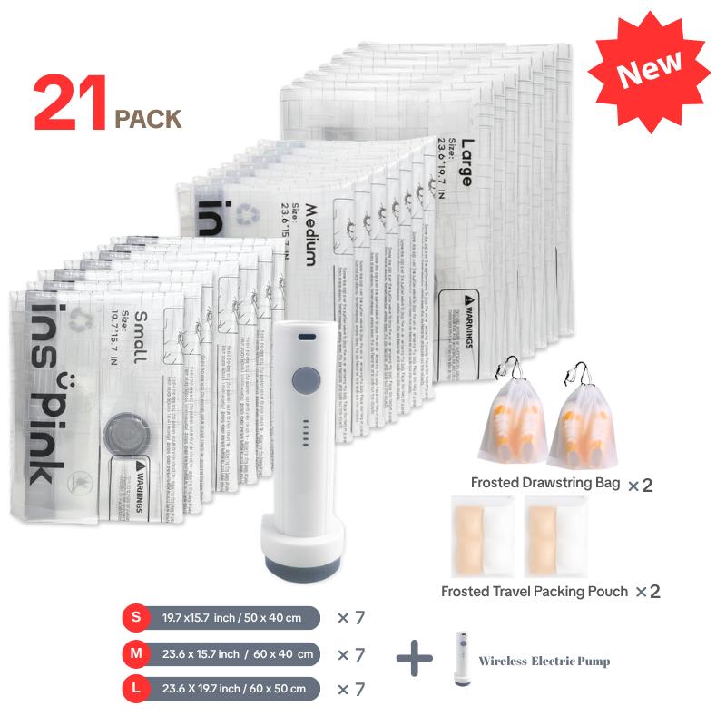 Travel Vacuum Compression Storage Bags with USB Rechargeable Electric Pump – Ultra-Compact Space Saver for Clothing & Essentials