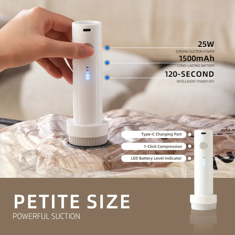 Travel Vacuum Compression Storage Bags with USB Rechargeable Electric Pump – Ultra-Compact Space Saver for Clothing & Essentials