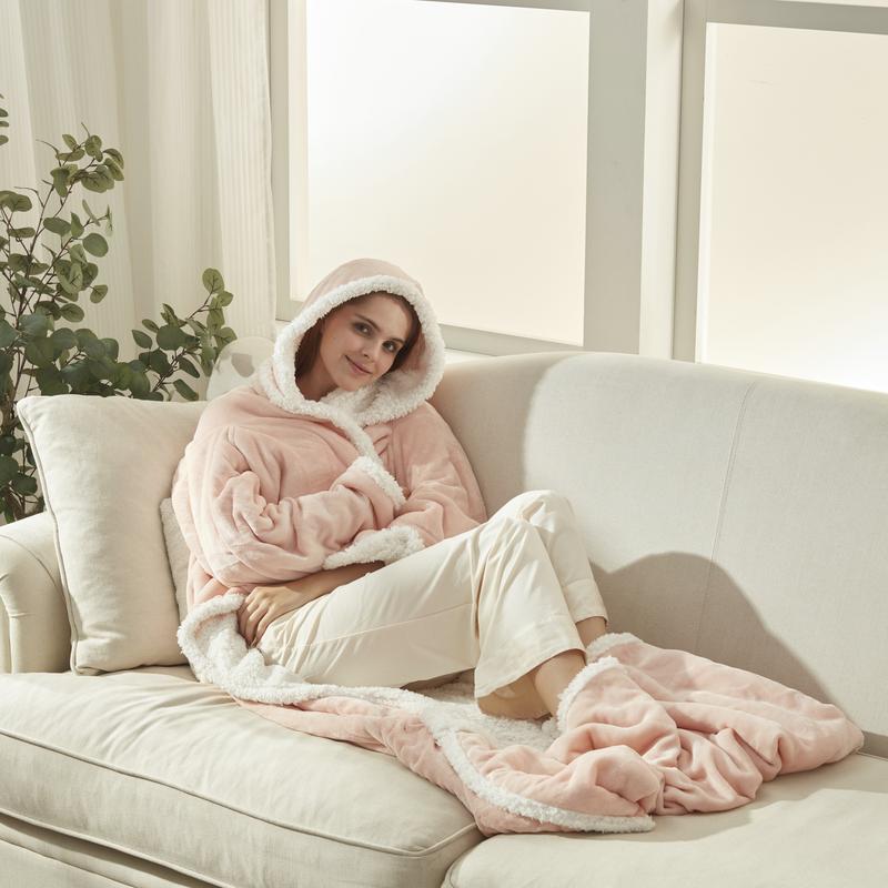 Wearable Electric Heated Blanket with Sleeves, Hood & Foot Pockets – Full-Body Warmth Anywhere