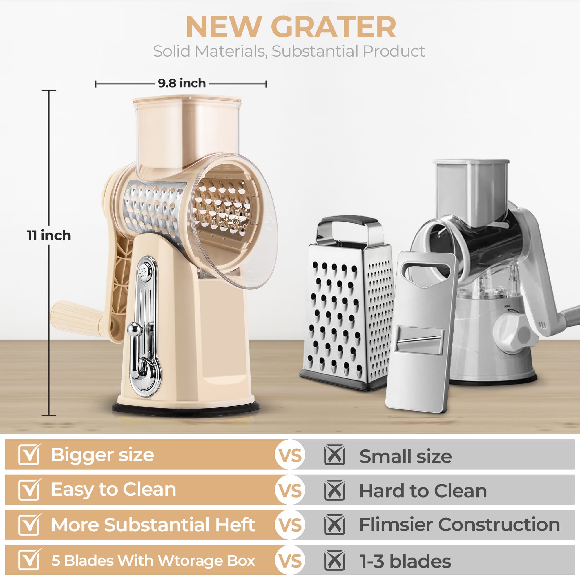 Rotary Cheese Grater & Vegetable Slicer for home use