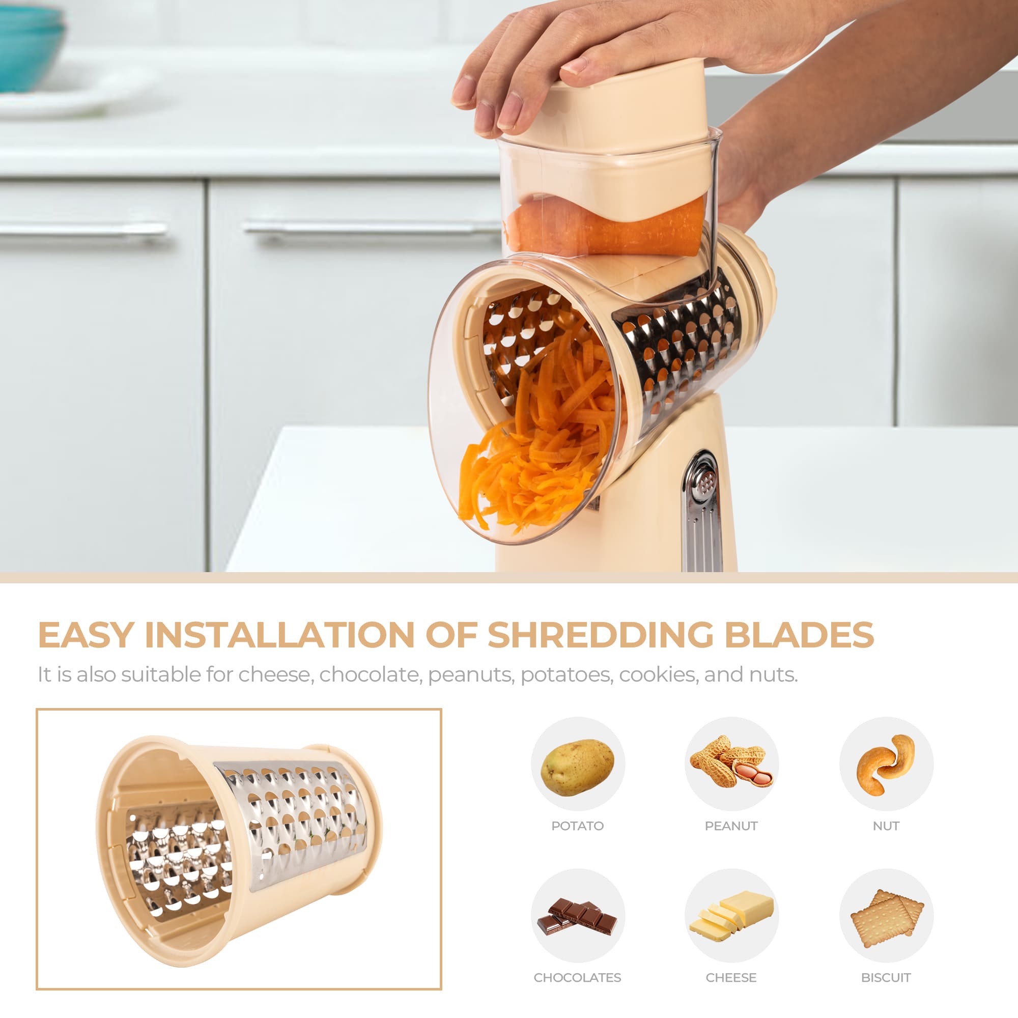 Rotary Cheese Grater & Vegetable Slicer for home use