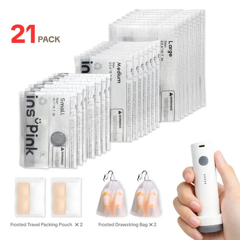 Travel Vacuum Compression Storage Bags with USB Rechargeable Electric Pump – Ultra-Compact Space Saver for Clothing & Essentials