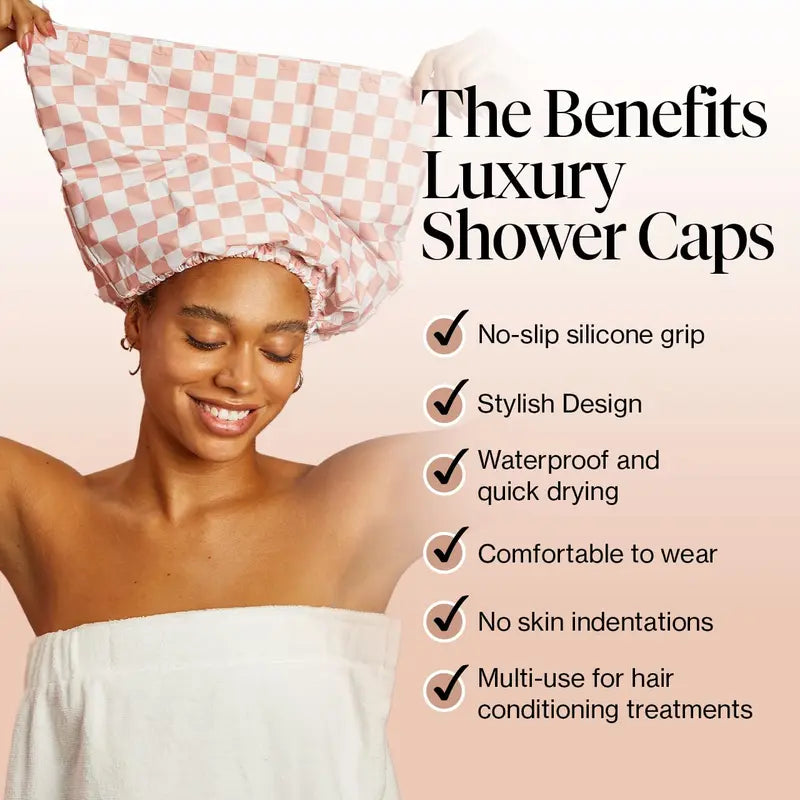 Luxury Satin-Lined Waterproof Shower Cap