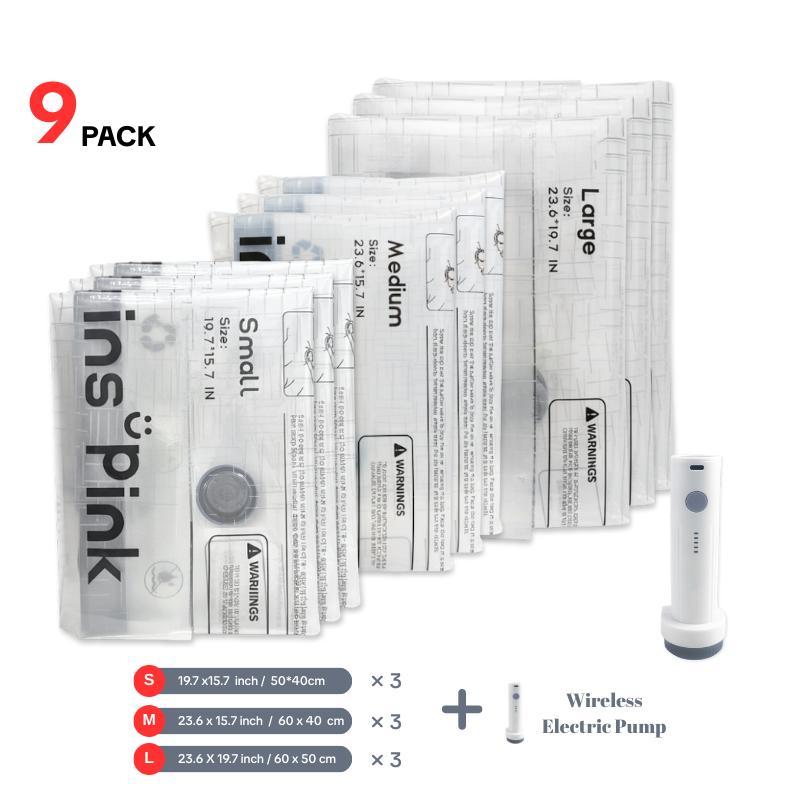 Travel Vacuum Compression Storage Bags with USB Rechargeable Electric Pump – Ultra-Compact Space Saver for Clothing & Essentials